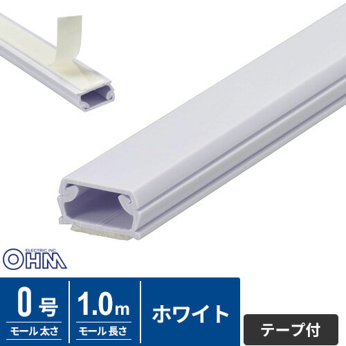 オーム電機 テープ付ABSモール 0号 1m ホワイト DZ-AMT01-W
