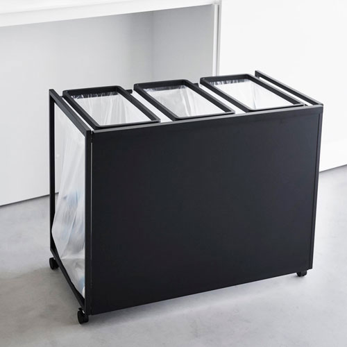 山崎実業 目隠し分別ダストワゴン タワー tower 45L 3分別 ブラック 1827