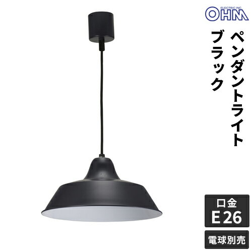 オーム電機 ペンダントライト 60W ブラック 電球別売 LT-Y10AW-K