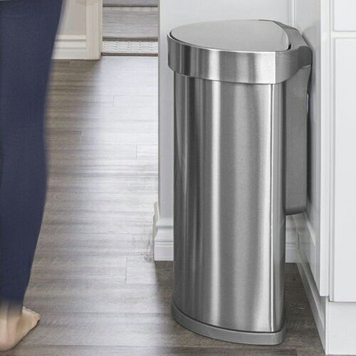 【送料無料】メーカー直送 simplehuman セミラウンドセンサーダストボックス ライナーポケット付 45L シルバーステンレス ST2009 00110 [2]