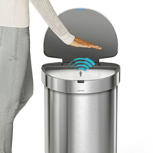 【送料無料】メーカー直送 simplehuman セミラウンドセンサーダストボックス ライナーポケット付 45L シルバーステンレス ST2009 00110 [3]