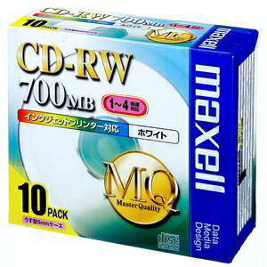 �ޥ����� maxell �ǡ�����4��®�б�CD-RW 10�� 700MB �ۥ磻�ȥץ�󥿥֥� CDRW80PW.S1P10S