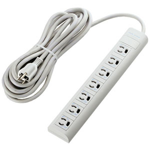 延長コード 電源タップ 5m 3P 7個口 3P→2P変換アダプタ付 マグネット付 抜け止め機能 T-H3750NM エレコム