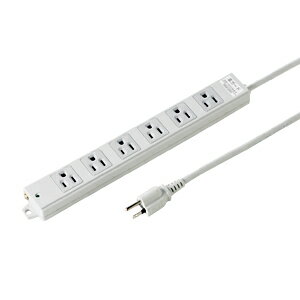 サンワサプライ 工事物件雷ガードタップ ノーマルコンセント 3P 6個口 グレー TAP-K6NSP-3