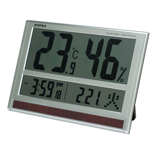 【送料無料】エンペックス EMPEX ジャンボソーラー 温湿度計 時計 カレンダー付 TD-8170