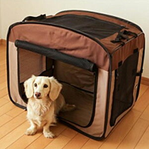 アイリスオーヤマ 折りたたみソフトケージ Mサイズ ブラウン POSC-650A