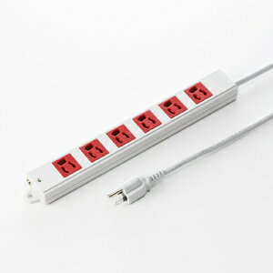 サンワサプライ 3P、3m、6個口タップ赤色（緊急用） TAP-K6-3R