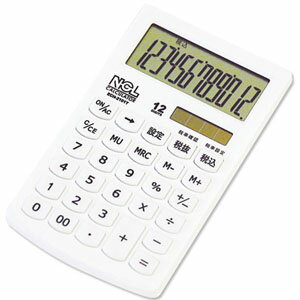 電卓 12桁 モノカラーホワイト ECH-210