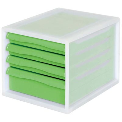 ナカバヤシ セラピーカラー A4レターケース4段（浅3+深1） グリーン A4E-P04KG