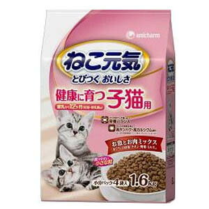 Domestic - ユニ・チャーム ねこ元気 健康に育つ 子猫用 お魚とお肉ミックス 1.6kg 3480613