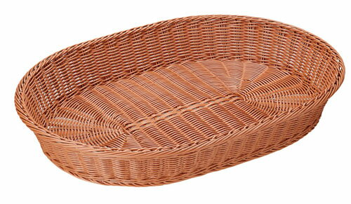萬洋 樹脂バスケット 小判 60cm ナチュラル 茶