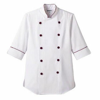 ショップコート ホワイト×ワイン 白×紫 M ET-1138 サーヴォ サンペックスイスト 業務用 ユニフォーム 制服