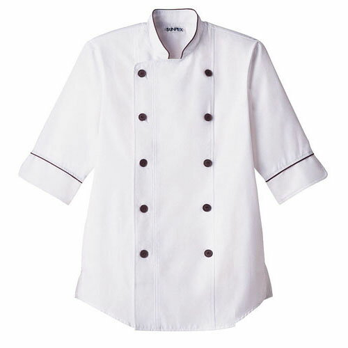 ショップコート ホワイト×ブラウン 白×茶 S ET-1144 サーヴォ サンペックスイスト 業務用 ユニフォーム 制服