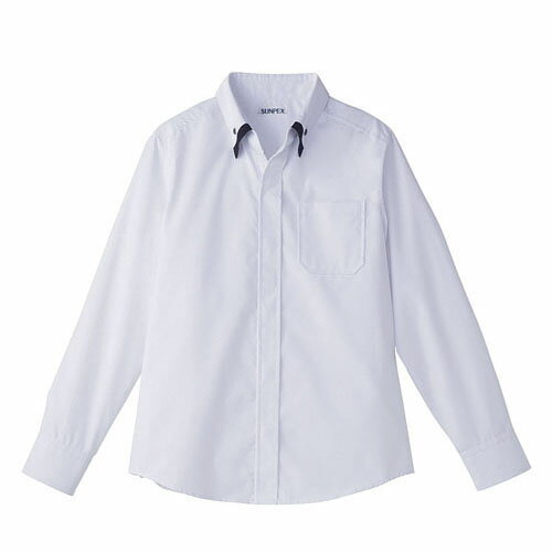 レイヤードBD衿シャツ 長袖 ホワイト×ブラック 白×黒 L ET-1311