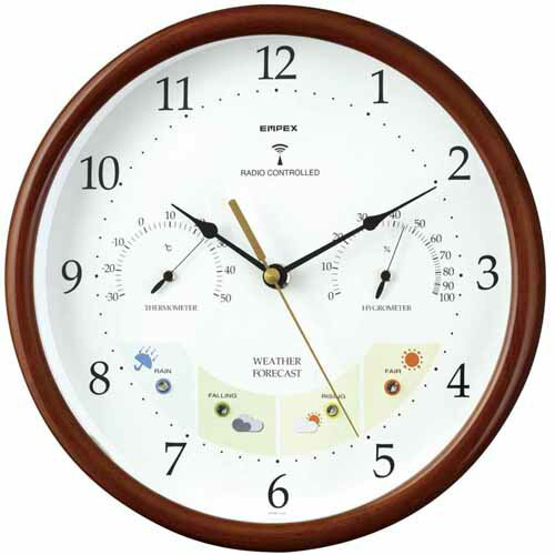 【レビューで1000円OFF】エンペックス EMPEX 晴天望機 温湿度計付 電波時計 ウェザーパル BW-873