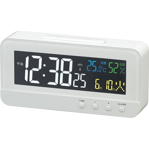デジタル アラームクロック 電波式 目覚まし時計 ノア MAG マグ カラーハープ T-684 ホワイト 温湿度表示 カラー液晶