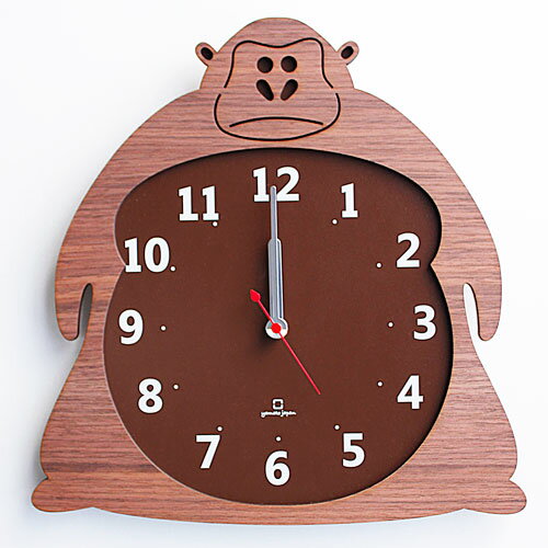 ヤマト工芸 掛時計 Clock Zoo YK14-003 ゴリラ 時計 掛け時計 壁掛け 秒針あり 木目 木製 木 アニマル 北欧 インテリア リビング 子供 ステップ 日本製