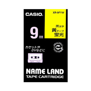カシオ CASIO ネームランドテープ 9mm 蛍光黄 XR-9FYW
