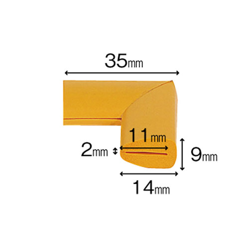 カーボーイ 安心クッション はさみこみ型コーナー用 内幅2mm イエロー 8204500 webbymono-10383879 mono サンプル画像2