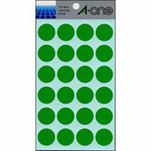 エーワン カラーラベル 20mm丸 緑 07043