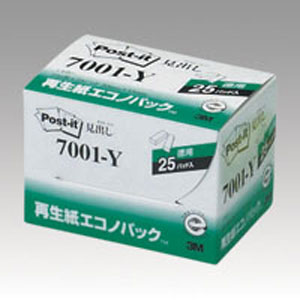 -------------------------------------------------------------- 画像はイメージです。 ※ PC環境により実際の色味や質感と異なって表示される場合がございます。 ※ 部品・パーツなどの一部の商品では本体の商品画像を使用しております。 ※ 製品の仕様・画像・パッケージは、メーカー側から予告なく変更される場合があります。 -------------------------------------------------------------- ■ 入数： 25個■ 本体色(軸色)： イエロー■ エコノパック■ サイズ： 縦50×横15mm■ 1個枚数： 100枚■ 材質： 古紙パルプ配合率100％の再生紙使用31428 【メーカー・ブランド】 住友スリーエム / すりーえむ / 3M ラベル・ふせん 【#154】ポストイット 通常粘着ふせん/粘着メモシリーズ オフィスの定番、ポスト・イット 通常粘着ふせん/粘着メモ。 繰り返し貼ったりはがしたりでき、相手をいためません。 小さいサイズから大きいサイズまで、豊富なサイズと色を取り揃えています。