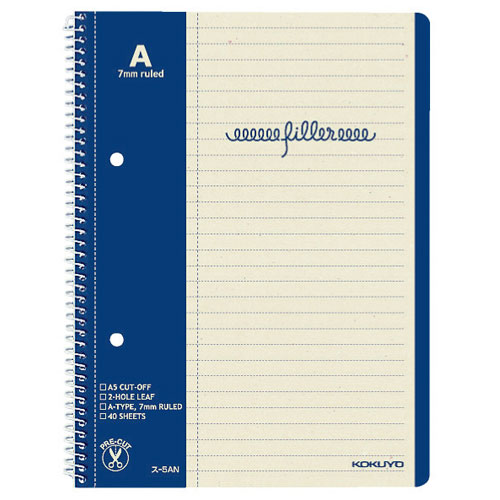 コクヨ フィラーノート 3号（A5） 2穴 罫幅7mm40枚 ス-5AN