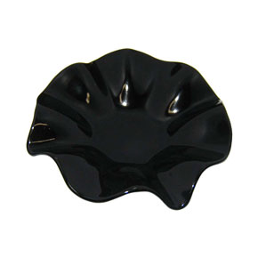 ガラス フラワー 灰皿 黒 大 φ140