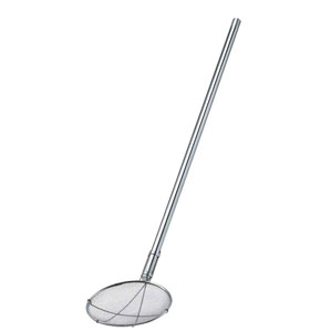 新越金網 TS 18-8 パイプ柄丸型給食用すくい網短柄 24cm 6.5メッシュ