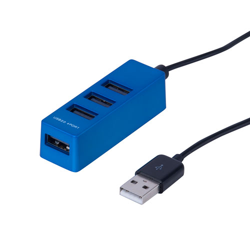 ナカバヤシ Digio2 USB2.0 4ポートハブ 0.3m ブルー UH-2404BL 1