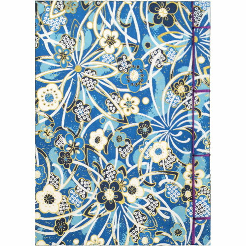 ナカバヤシ 和綴帖 A6サイズ 横綴じタイプ 小花ブルー ノ-WTJ-A6-2