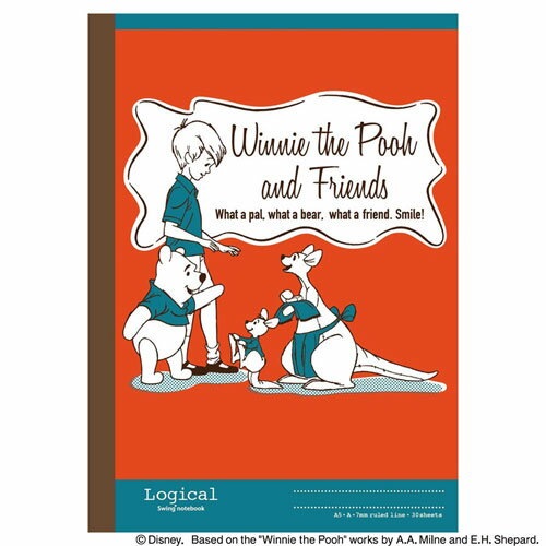 スイングロジカルノート A5 くまのプーさん ビンテージ オレンジ A罫 7mm 30枚 ノS-127A-OR ナカバヤシ Disney ディズニー