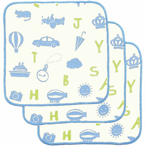 ガーゼハンカチ ベビー 日本製 子供用 ハンカチセット 3P ミニハンカチ ブルー オルネット
