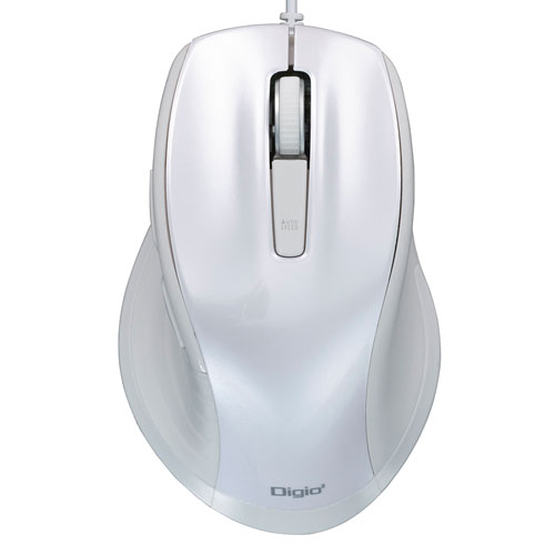 ナカバヤシ Digio2 大型有線BlueLEDマウス F_Line 静音 5ボタン ホワイト MUS-UKF148W