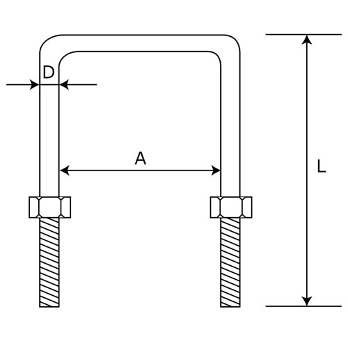 aiai 足長コ型ボルトナット M 6×80mm 15-813