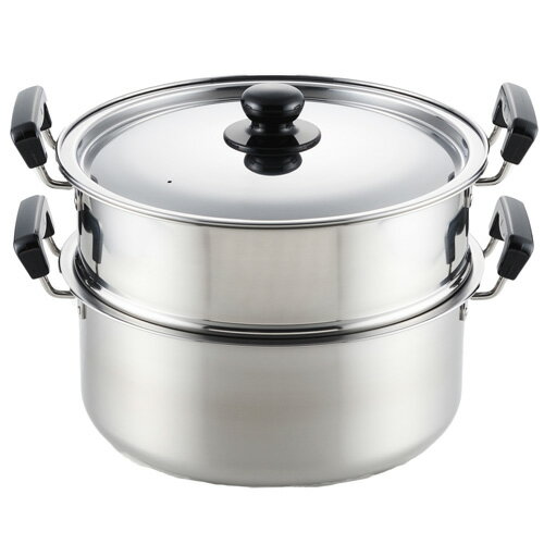 Ih/Gas Compatible - ヨシカワ 蒸しもの鍋 満菜 二段蒸し器 28cm SH9867 蒸器 蒸調理 ステンレス製 IH対応 二段