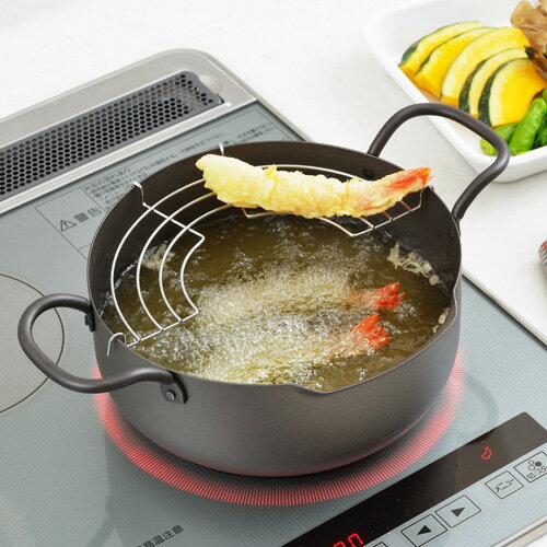 Ih Compatible - ヨシカワ 移し替えがラクな天ぷら鍋 22cm 天ぷら鍋 IH対応 ガス火対応 取っ手付き 移し替え簡単 鍋 おしゃれ 天ぷら 揚げ物 22cm 日本製 燕三条 ヨシカワ