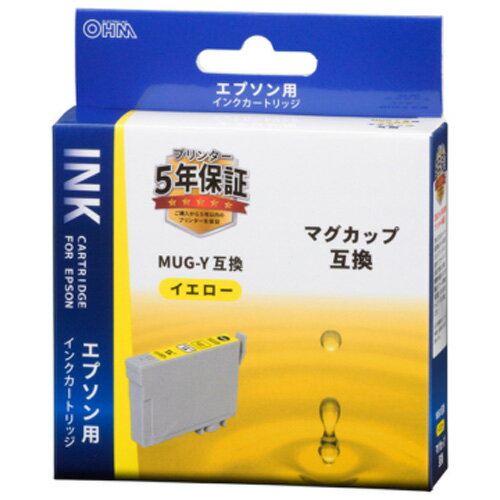 オーム電機 エプソン互換インク マグカップ イエロー INK-EMUG-Y