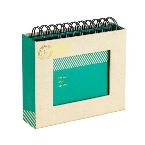 ナカバヤシ フレームケースアルバム ヨコ型 リング式/L判・1段ポケット台紙 クラフト柄/グリーン A-FTP..