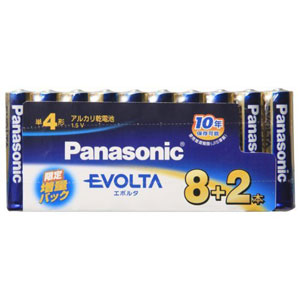 パナソニック PANASONIC EVOLTA エボルタ アルカリ乾電池 単4形 10本（ 8+2P ）パ...