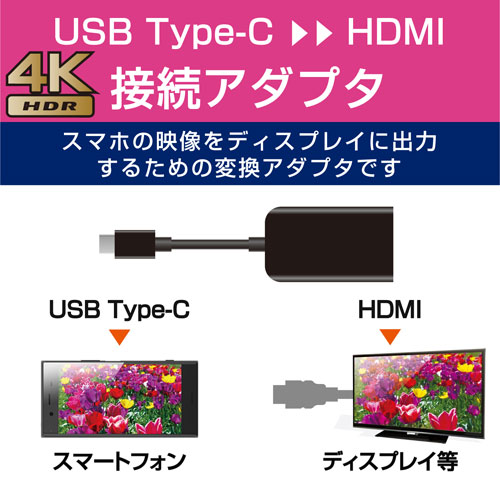 ポスト投函 エレコム ELECOM USB Type-C映像変換アダプタ（HDMI） MPA-CHDMIABK