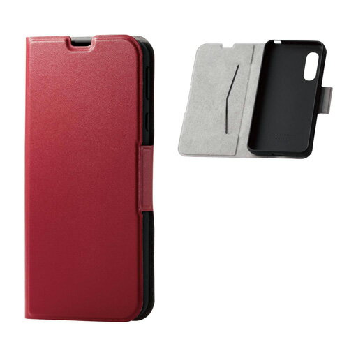 【送料無料】ポスト投函 エレコム ELECOM AQUOS sense3/AQUOS sense3 lite/Android One S7 ソフトレザーケース 薄型 磁石付 レッド PM-AQS3PLFURD