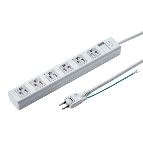 サンワサプライ シャッタータップ 3P 6個口 ホワイト TAP-SH3625MG