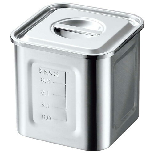赤川器物製作所 AG 18-8 目盛付 角型キッチンポット 15cm 手無