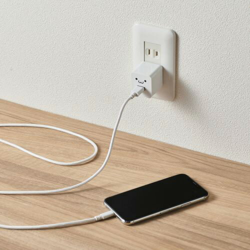 エレコム ELECOM iPhone充電器 2.4A出力 ライトニングケーブル 付属 1.5m 高耐久 断線しにくい ホワイトフェイス MPA-ACL09WF