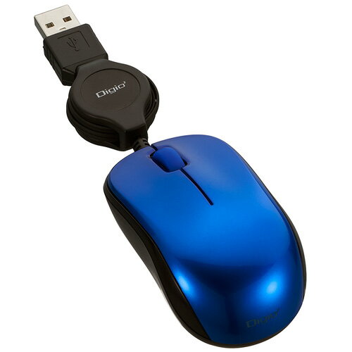 Trackball - ナカバヤシ Digio2 有線小型BlueLEDマウス 3ボタン 巻取タイプ ブルー MUS-UKT166BL