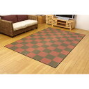 メーカー直送 イケヒコ 純国産 い草花ござカーペット 銀河 レッド 江戸間6畳 約261×352cm 畳 たたみ