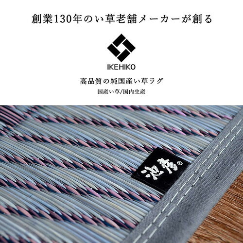 メーカー直送 イケヒコ ラグ 長方形 夏用 ふっくら い草 シンプル ベージュ 191×250cm 畳 たたみ [2]
