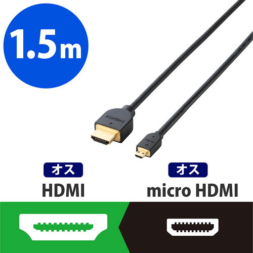 エレコム ELECOM イーサネット対応HDMI-MicroケーブルA-D DH-HD14EU15BK