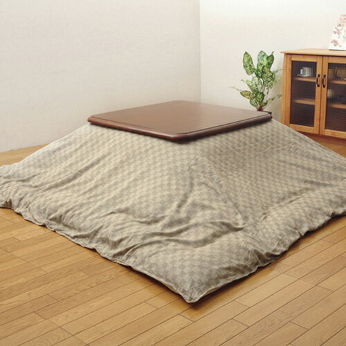 【レビューで1000円OFF】メーカー直送 イケヒコ インド綿100% 格子柄 こたつ布団カバー クレタ ベージュ 約215×215cm