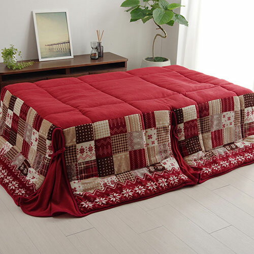 メーカー直送 イケヒコ こたつ布団 長方形 省スぺース ノルディック レッド 約190×250cm